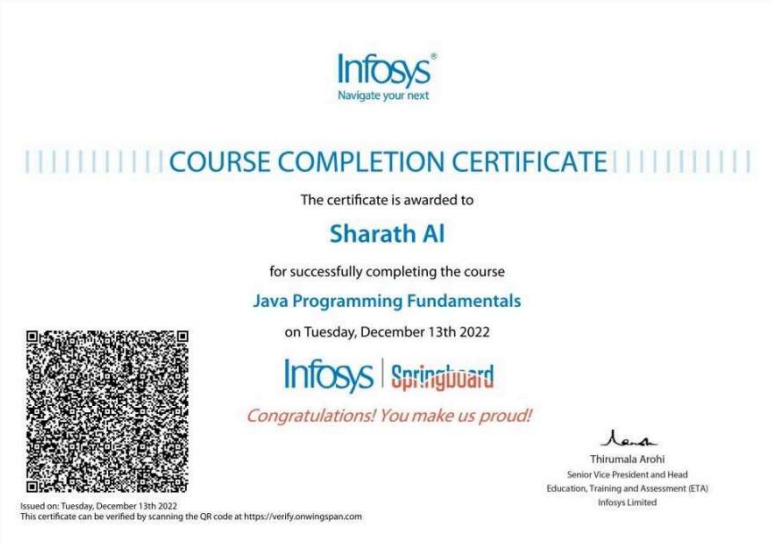 Java Programming Fundamentals by INFOSYS